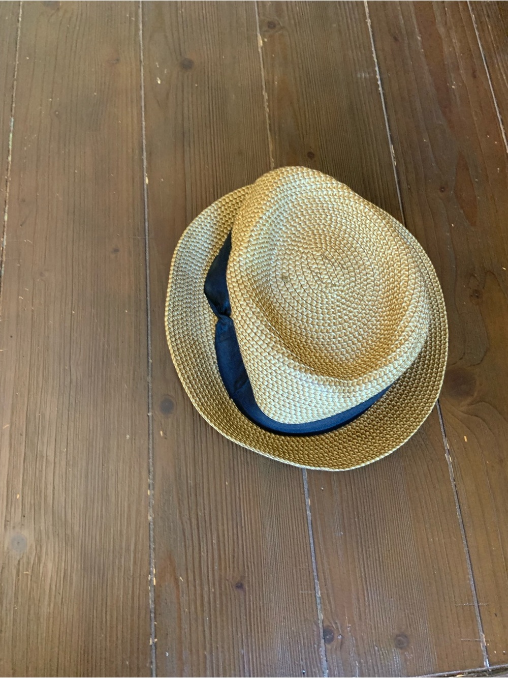 D&Y Men's Straw Fedora Hat in Tan with Black Band